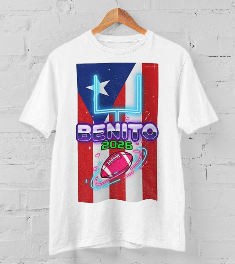 Benito 2026 Bad Bunny Super Bowl Halftime Show Fan Football Puerto Rico Flag T-Shirt