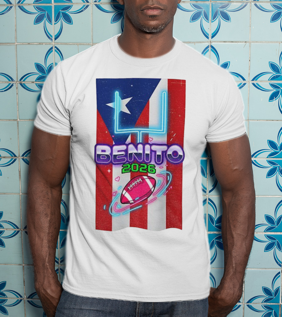 Benito 2026 Bad Bunny Super Bowl Halftime Show Fan Football Puerto Rico Flag T-Shirt