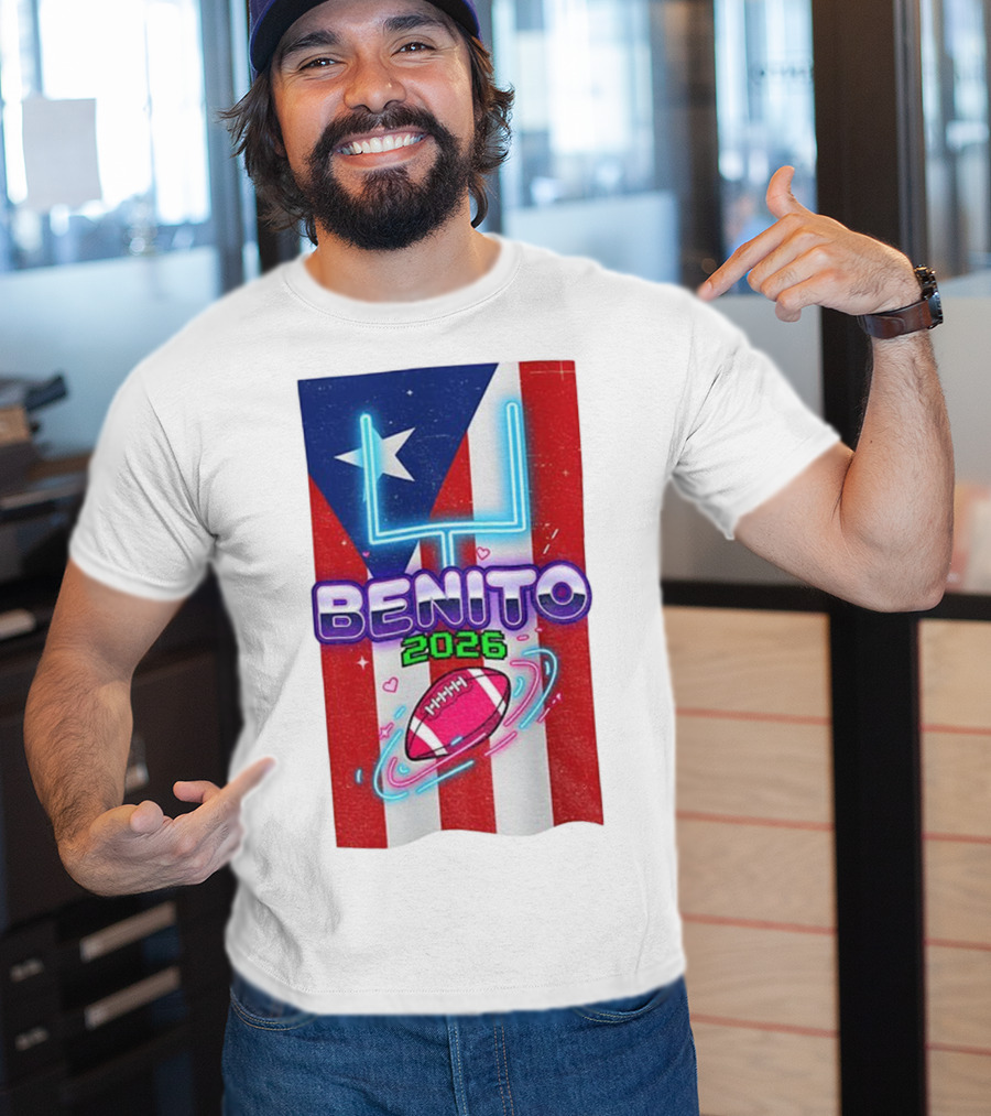 Benito 2026 Bad Bunny Super Bowl Halftime Show Fan Football Puerto Rico Flag T-Shirt
