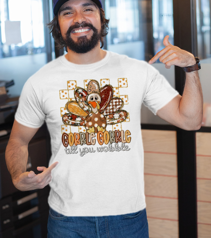 Floral Turkey Gobble Gobble Till You Wobble Thanksgiving 2025 T-Shirt
