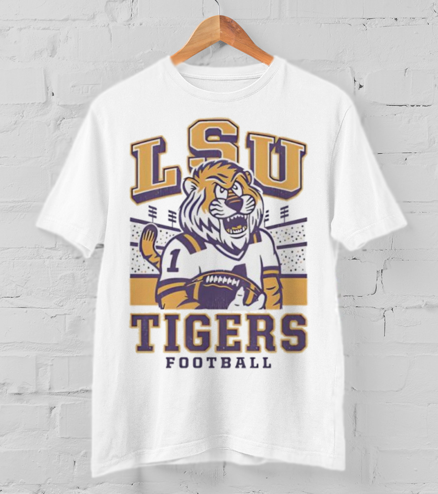 LSU Tigers Football Mike Mascot Stadium QB Number One T-Shirt
