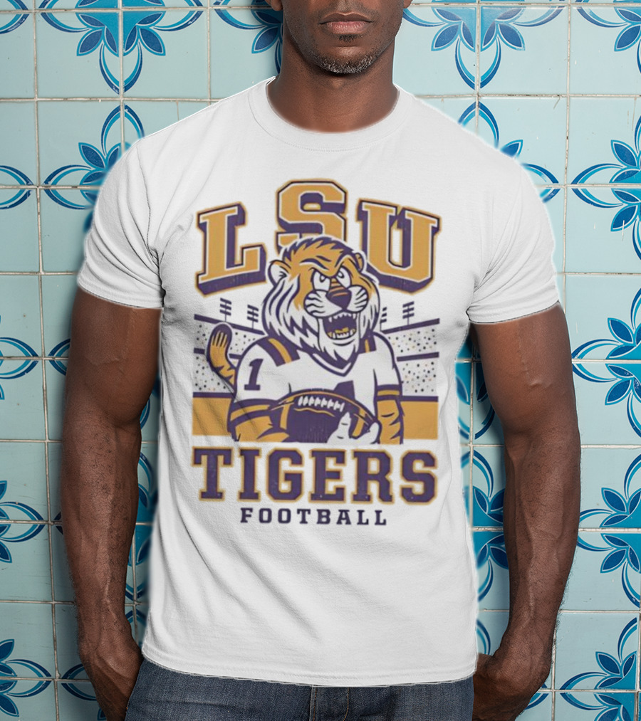 LSU Tigers Football Mike Mascot Stadium QB Number One T-Shirt