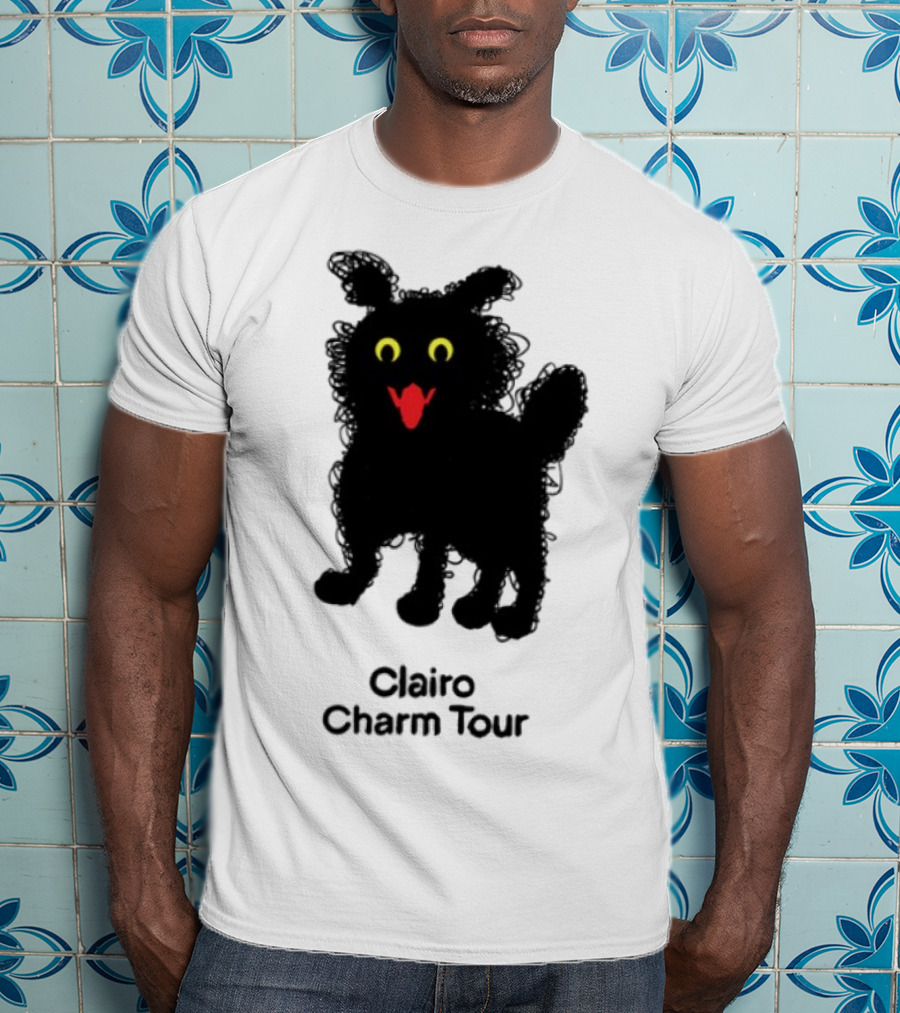 Clairo Charm Tour Yellow Eyes Red Tongue Fuzzy Cat T-Shirt