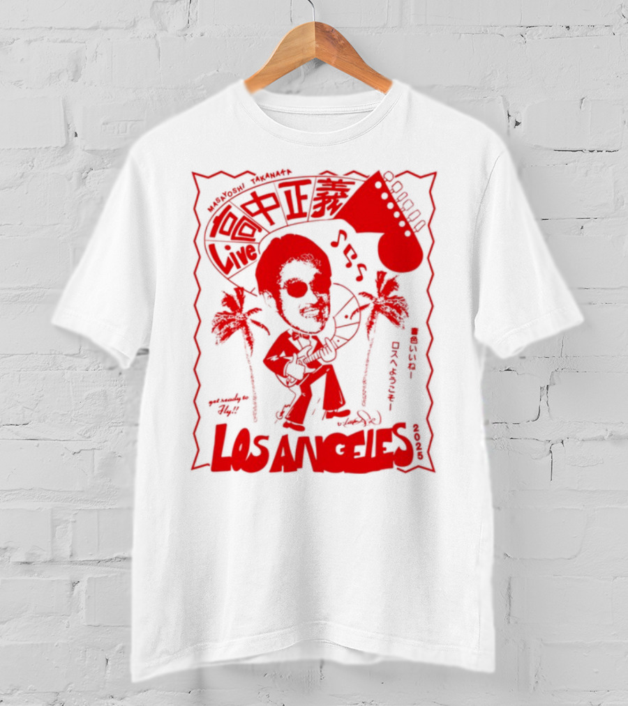 Masayoshi Takanaka Los Angeles Cartoon Guitar Palms T-Shirt