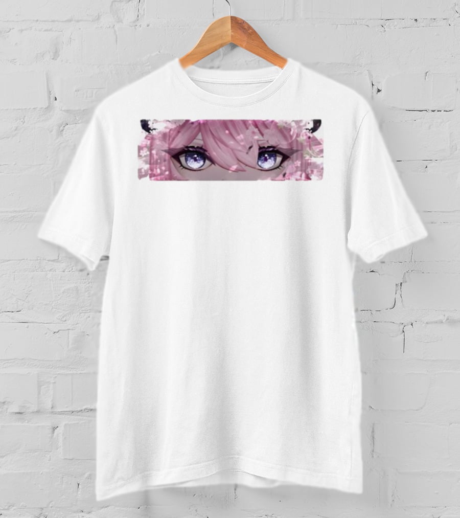 Bluefi Rose Eyes Pink Hair Floral Horns Anime Aesthetic T-Shirt