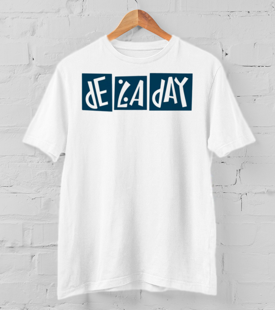 De La Day Text Typography Style In Blue Squares T-Shirt