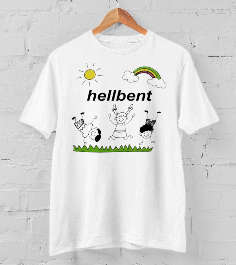 Hellbent Young Rebels Sun Rainbow Grass Playful Art T-Shirt