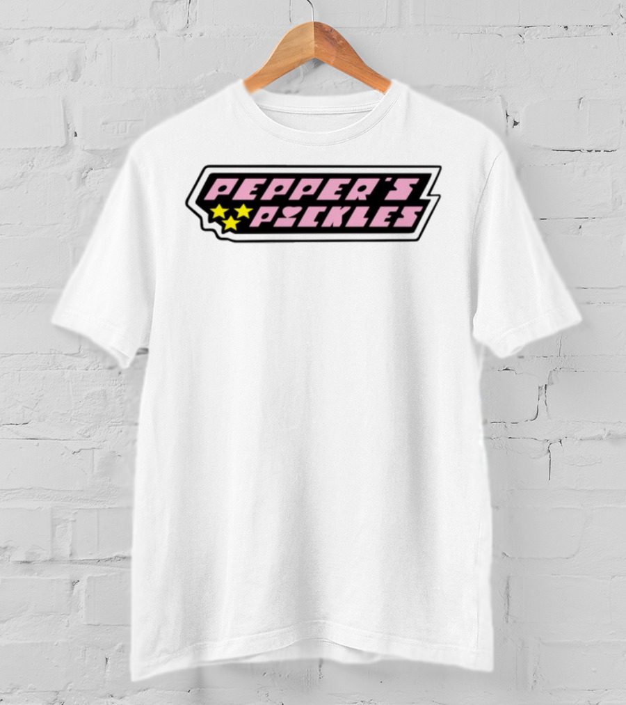 Pepper's Pickles Pink Heart Stars Retro Style T-Shirt