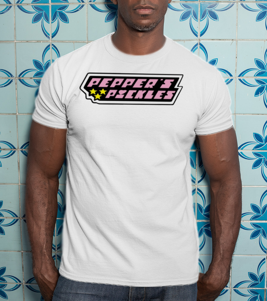 Pepper's Pickles Pink Heart Stars Retro Style T-Shirt