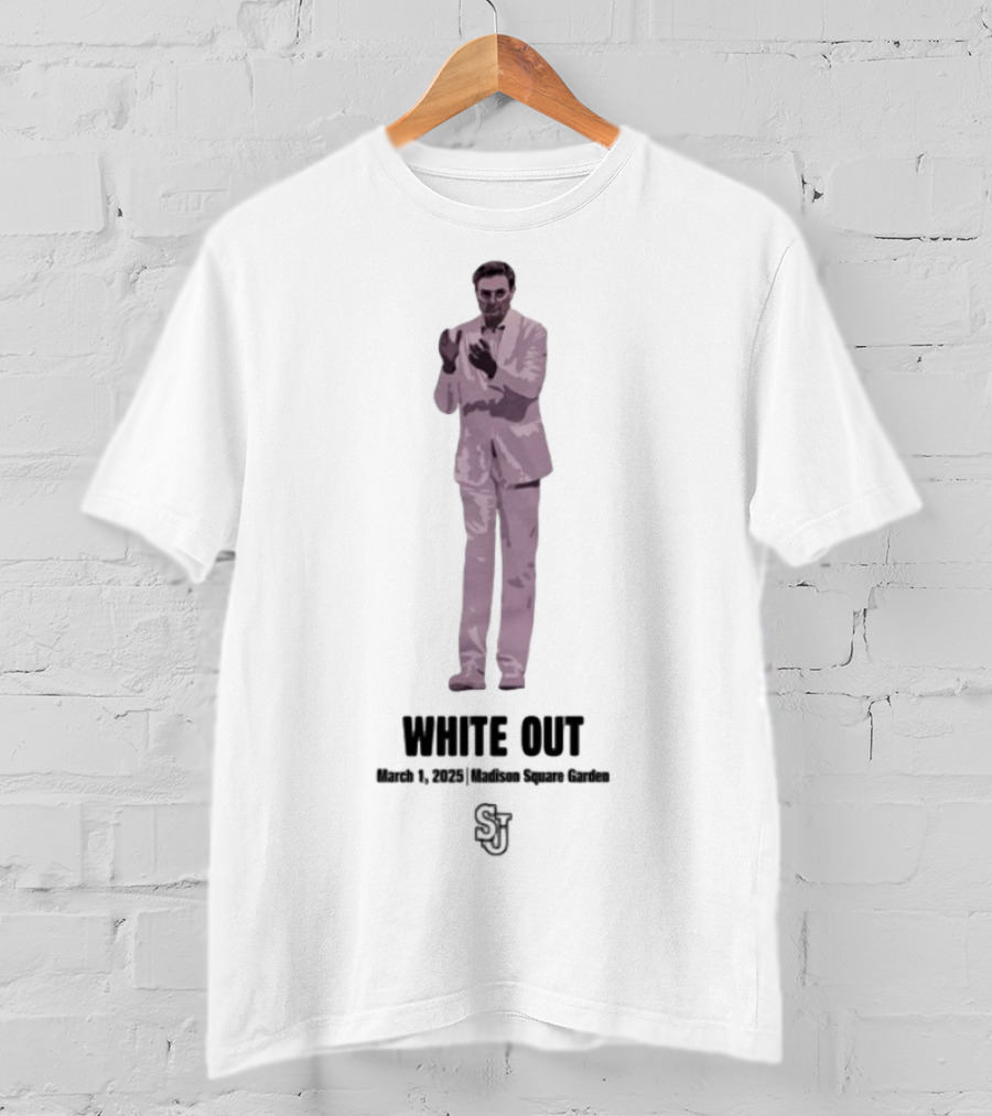 White Out March 1 2025 Madison Square Garden SJ Logo T-Shirt