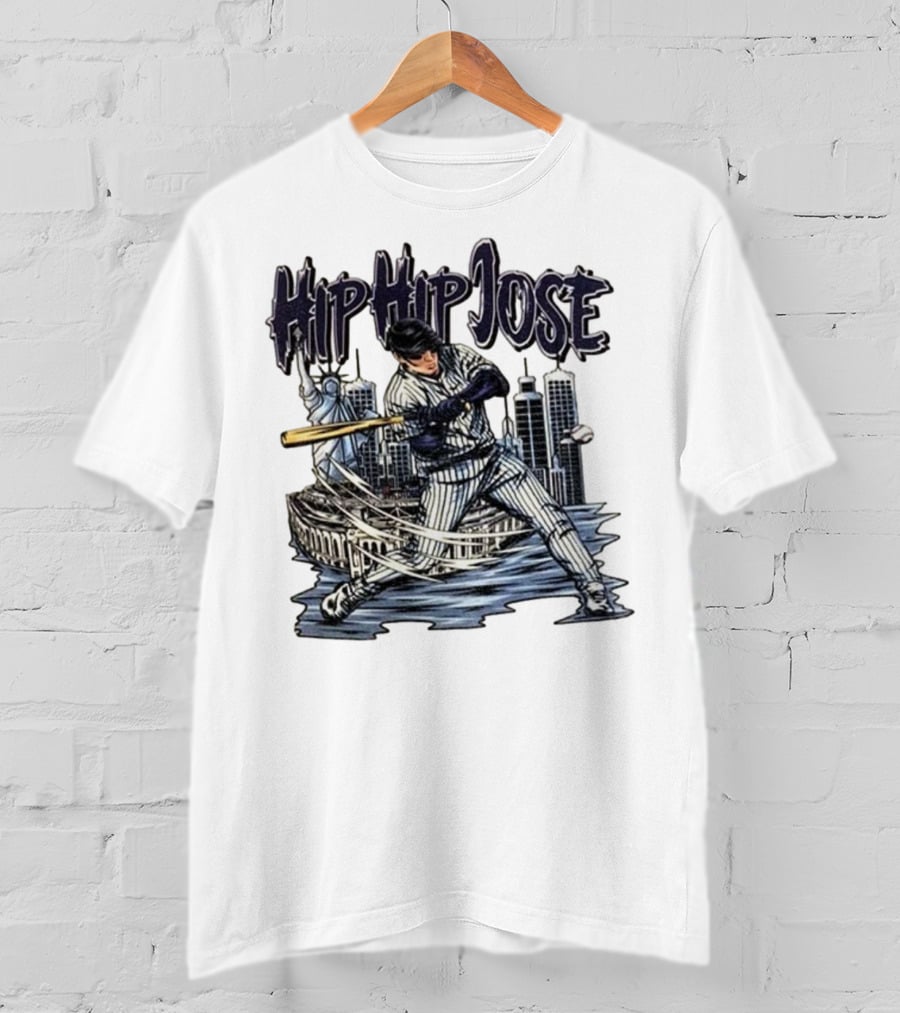 Hip Hip Jose New York Yankees Statue Of Liberty Baseball Player Comic Style T-Shirt
