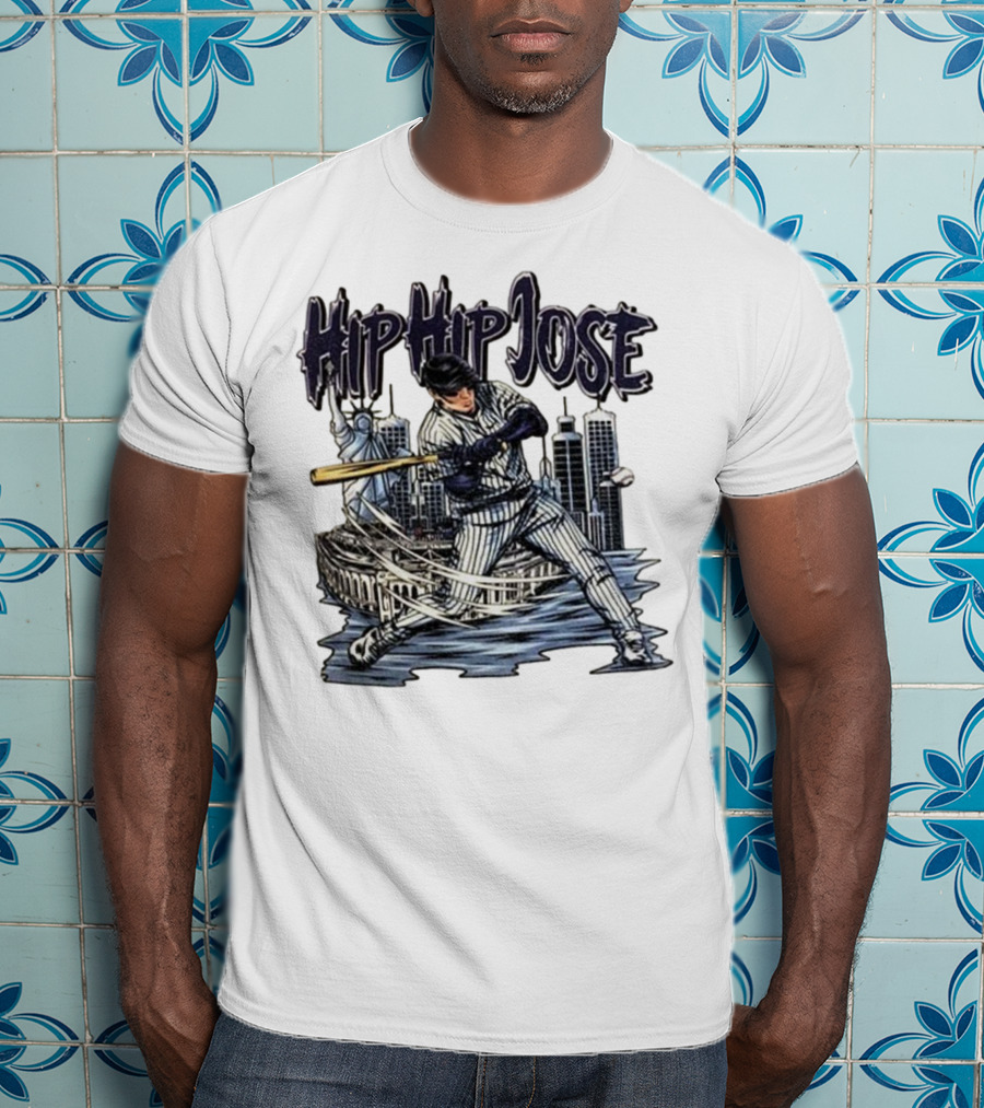 Hip Hip Jose New York Yankees Statue Of Liberty Baseball Player Comic Style T-Shirt