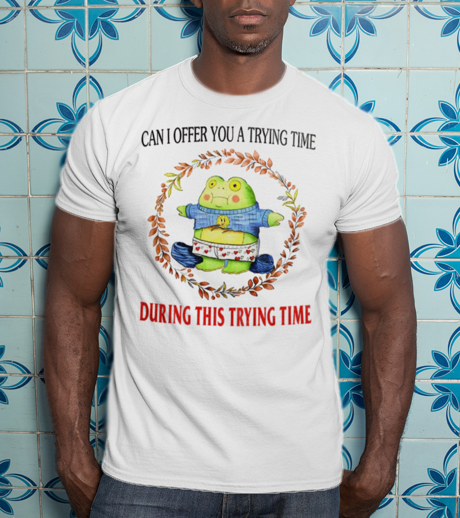 Can I Offer You A Trying Time During This Trying Time Funny Frog Meme T-Shirt
