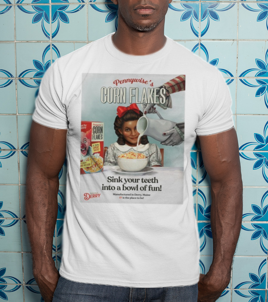Pennywise’s Corn Flakes Sink Your Teeth Into A Bowl Of Fun IT Welcome To Derry October 26 2025 T-Shirt