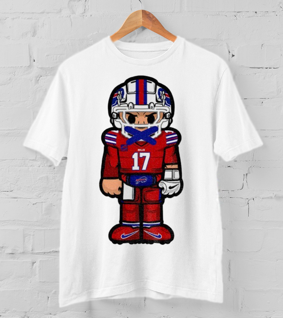 Buffalo Bills Josh Allen Cartoon NFL Football 2025 Number 17 T-Shirt