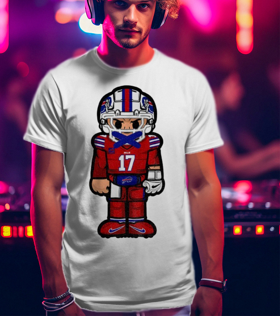 Buffalo Bills Josh Allen Cartoon NFL Football 2025 Number 17 T-Shirt