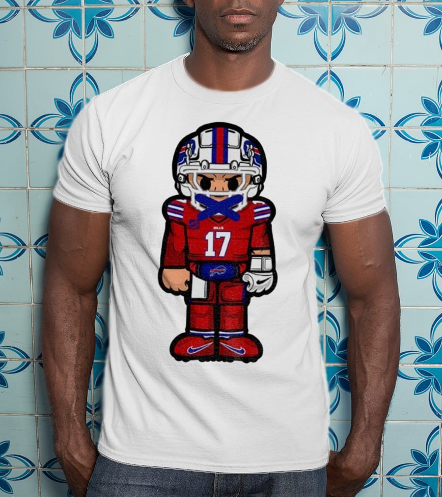 Buffalo Bills Josh Allen Cartoon NFL Football 2025 Number 17 T-Shirt