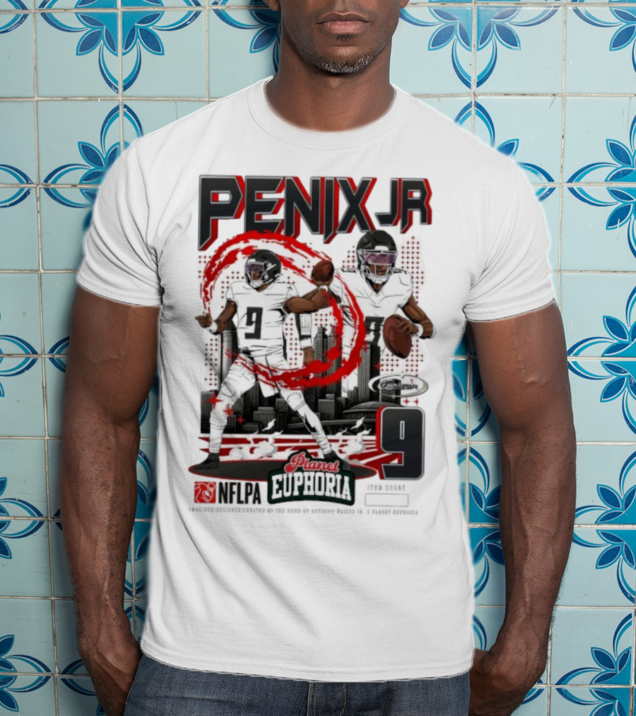 Penix Jr. NFLPA Planet Euphoria Number 9 Football Theme T-Shirt