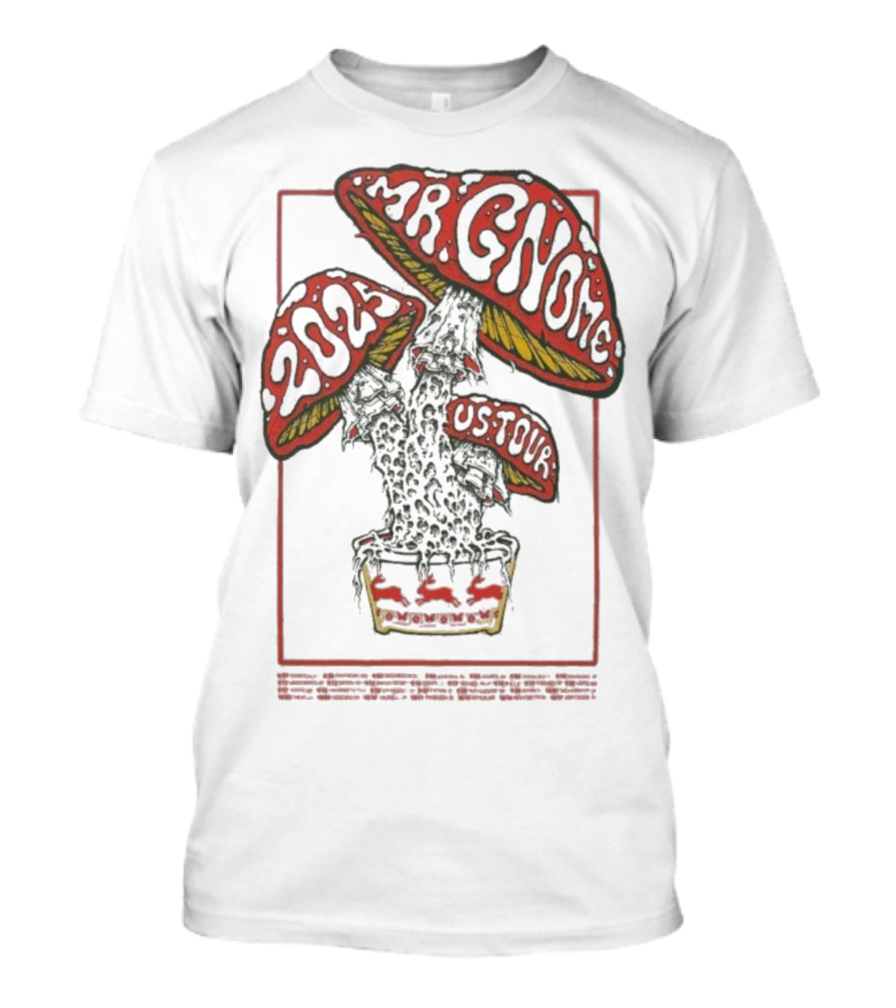 Mr. Gnome 2024 US Tour Mushroom Artwork Retro Psychedelic Print T-Shirt