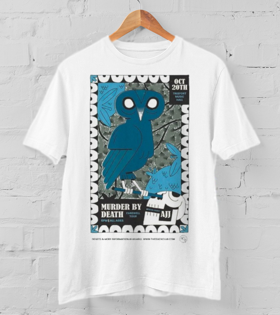 Murder By Death Farewell Tour Treefort Music Hall Boise October 20th AJJ Special Guest Owl Art T-Shirt