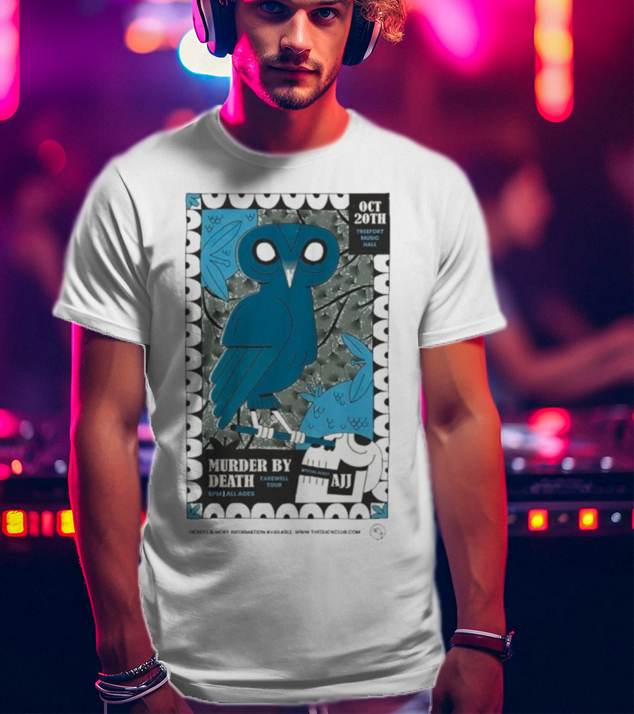 Murder By Death Farewell Tour Treefort Music Hall Boise October 20th AJJ Special Guest Owl Art T-Shirt