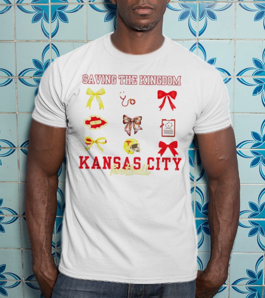 Saving The Kingdom Kansas City Football Bows Game Day Chiefs T-Shirt