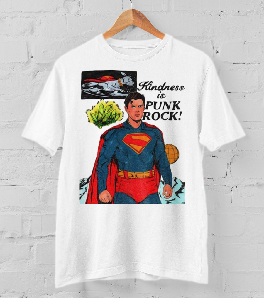 Superman DC Kindness Is Punk Rock Krypton Dog Caped Hero T-Shirt
