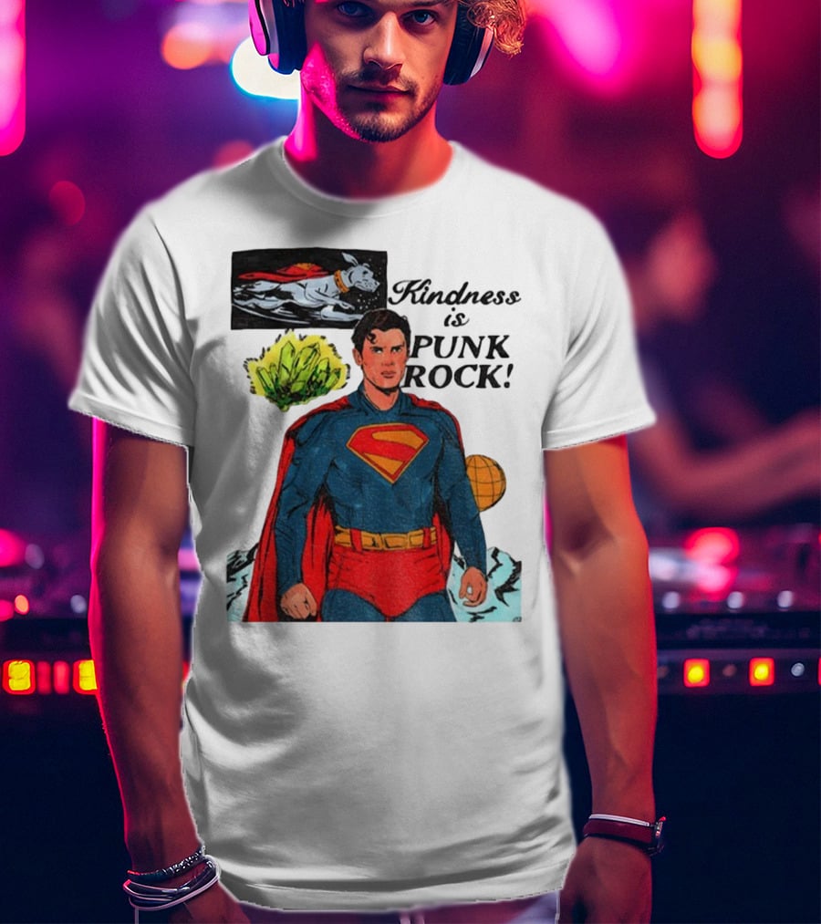 Superman DC Kindness Is Punk Rock Krypton Dog Caped Hero T-Shirt