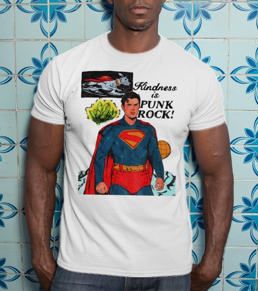 Superman DC Kindness Is Punk Rock Krypton Dog Caped Hero T-Shirt