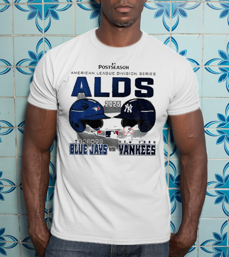 Toronto Blue Jays Vs New York Yankees 2025 ALDS MLB Postseason Helmets Bats Showdown T-Shirt