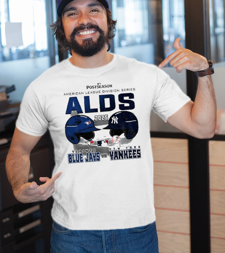 Toronto Blue Jays Vs New York Yankees 2025 ALDS MLB Postseason Helmets Bats Showdown T-Shirt
