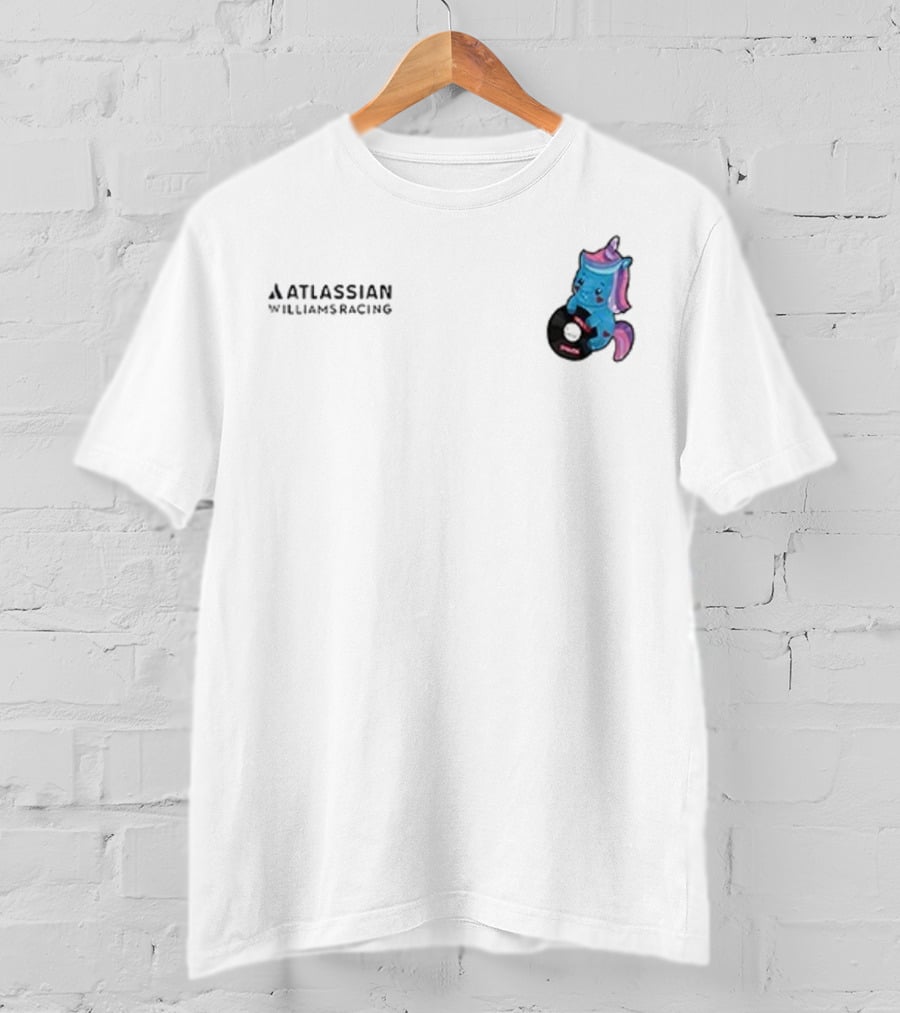 Atlassian Williams Racing Powered By Sparkles Signature Racing Unicorn In Helmet T-Shirt