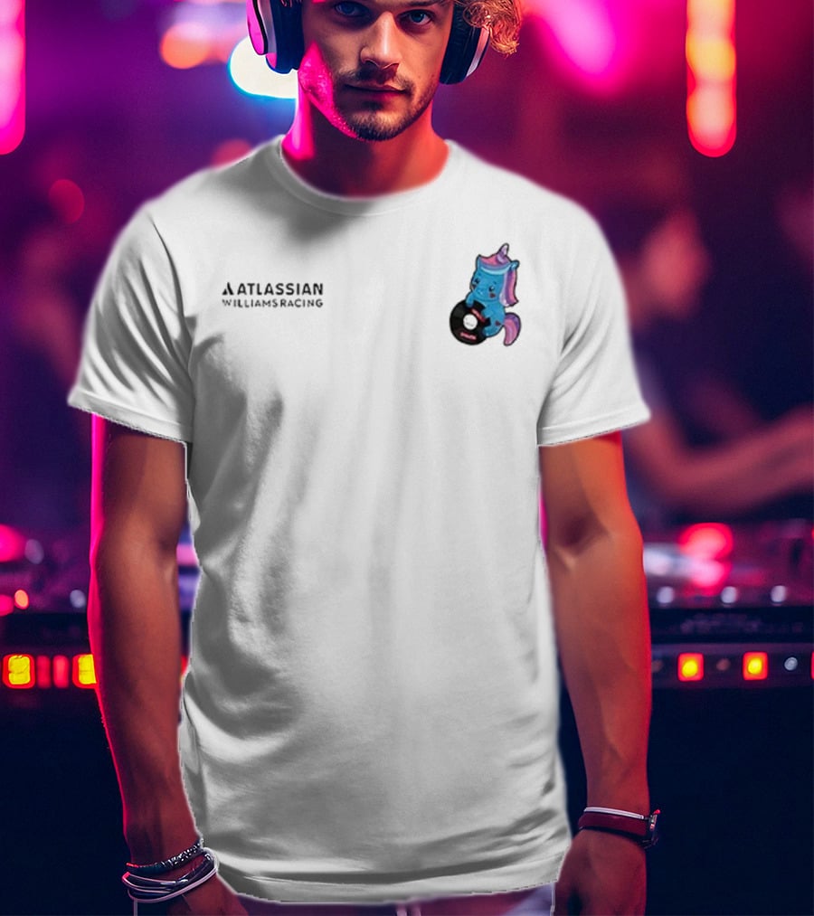 Atlassian Williams Racing Powered By Sparkles Signature Racing Unicorn In Helmet T-Shirt