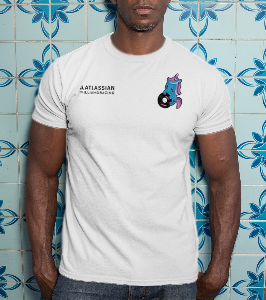 Atlassian Williams Racing Powered By Sparkles Signature Racing Unicorn In Helmet T-Shirt