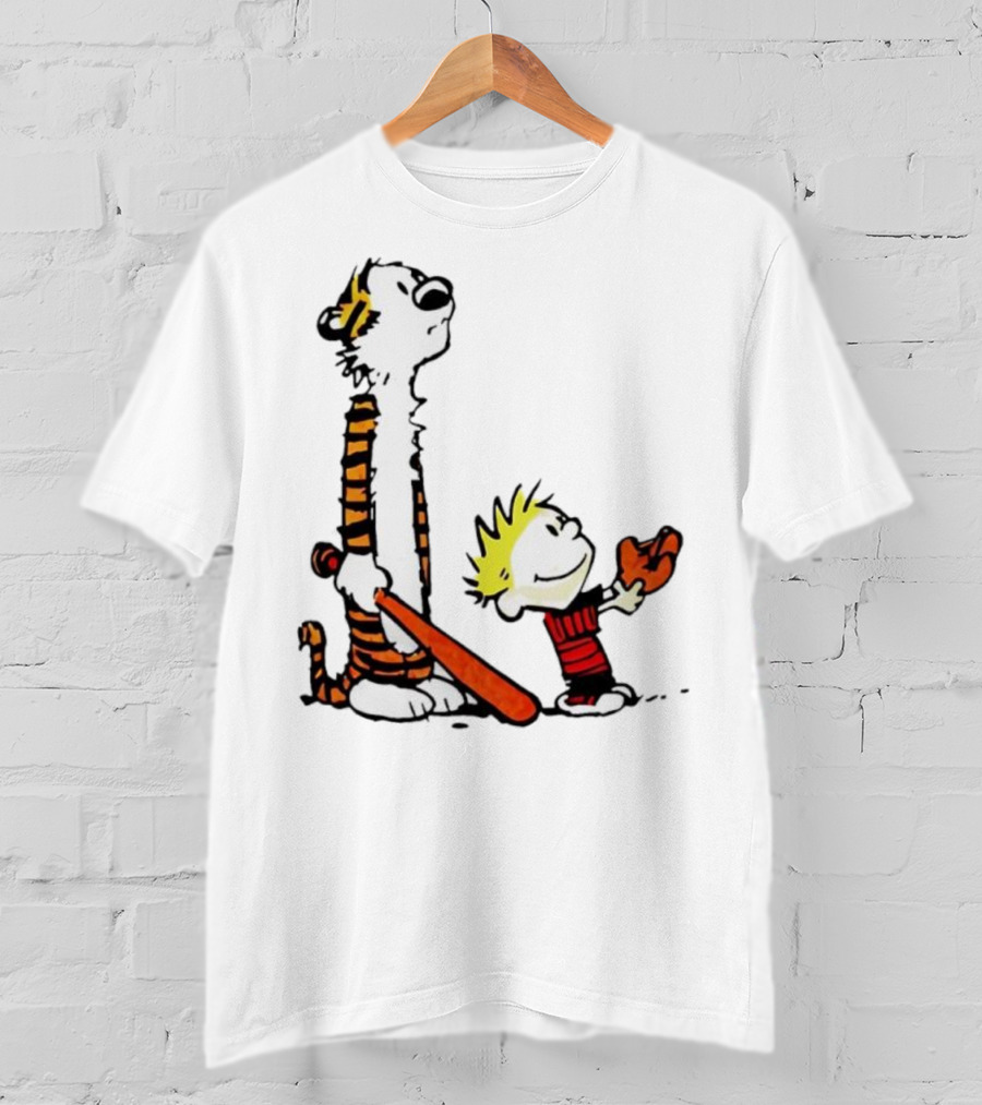 Calvin And Hobbes Baseball Glove And Bat Playtime T-Shirt