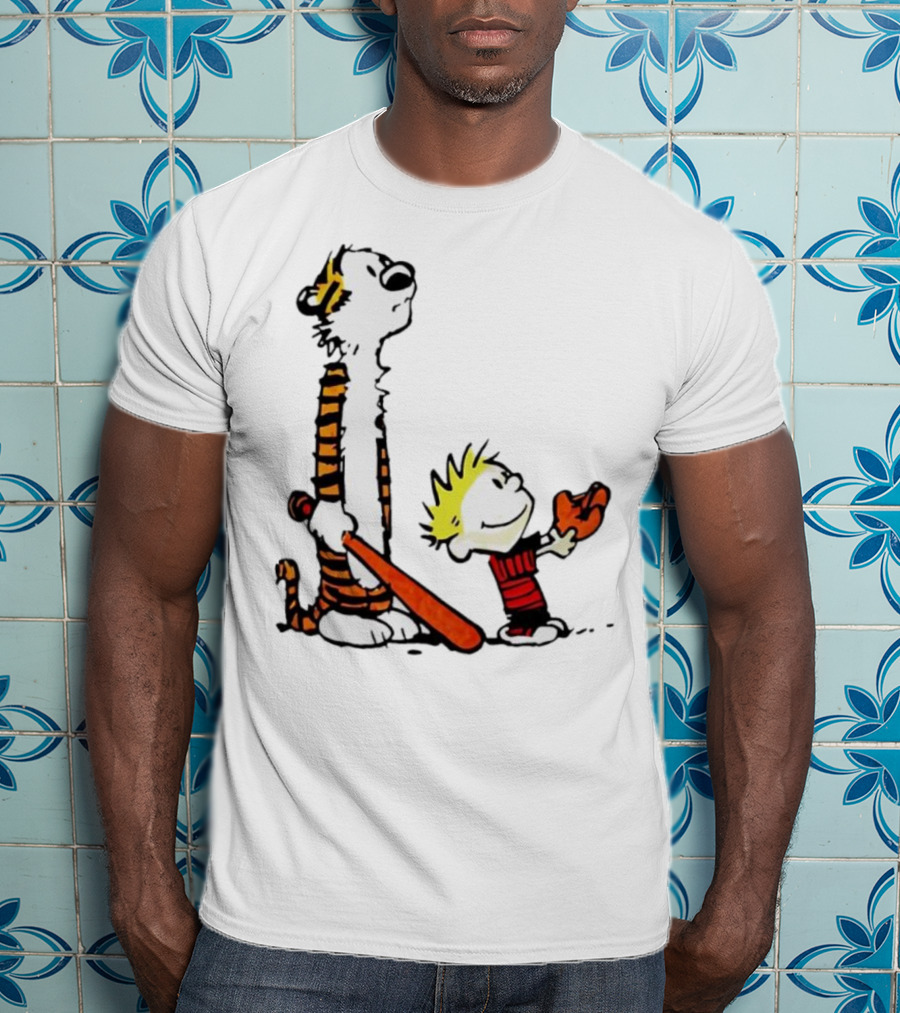 Calvin And Hobbes Baseball Glove And Bat Playtime T-Shirt