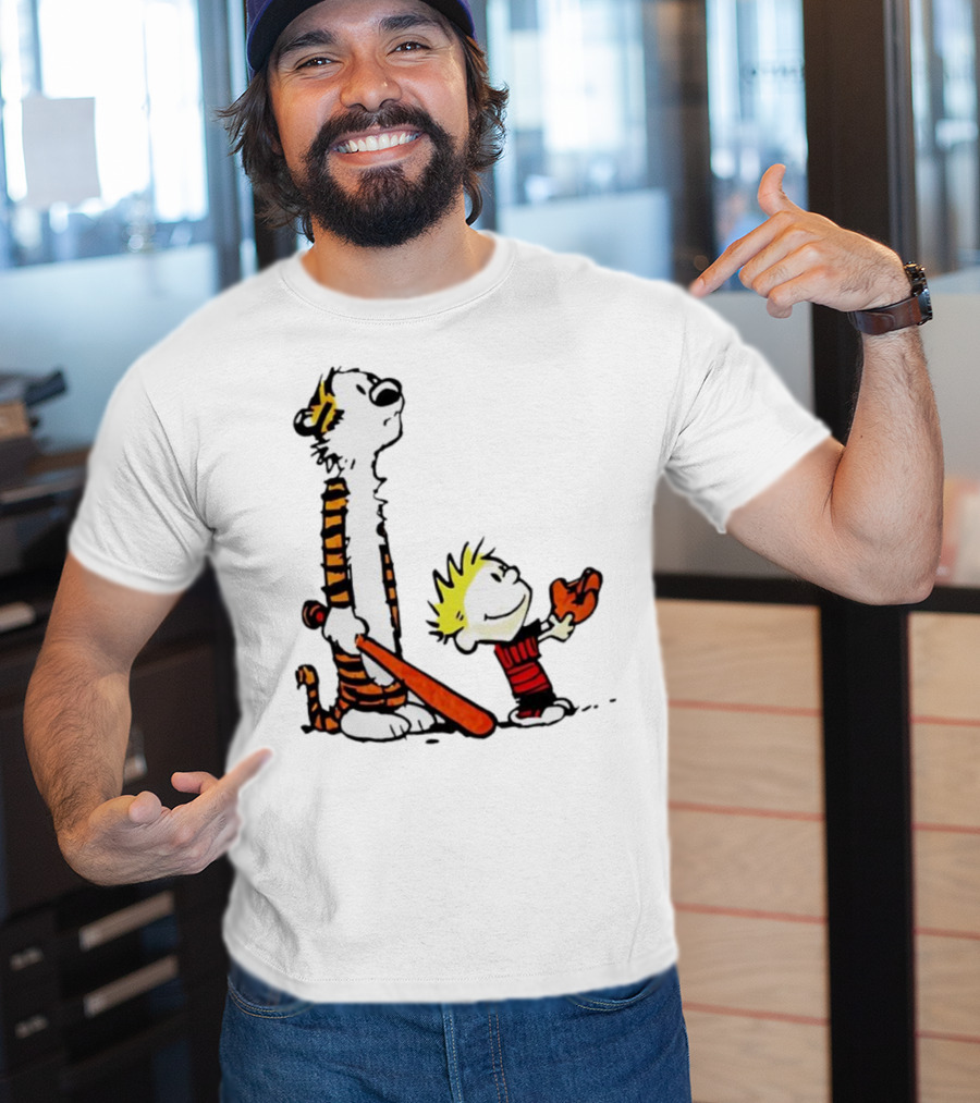 Calvin And Hobbes Baseball Glove And Bat Playtime T-Shirt