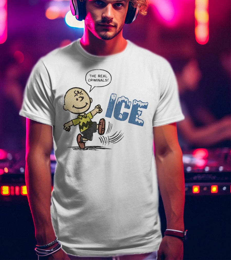Charlie Brown Kicking The Real Criminals ICE T-Shirt
