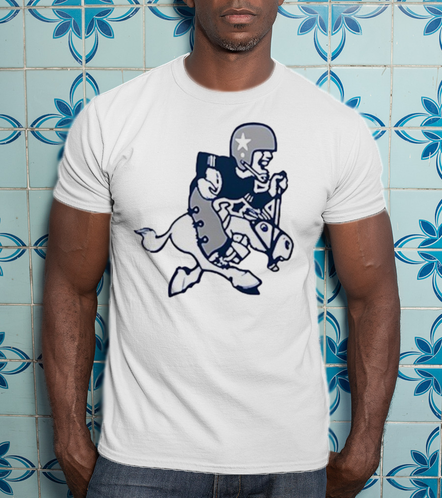 Dallas Cowboys Retro Horseback Rider With Aztec Motifs T-Shirt