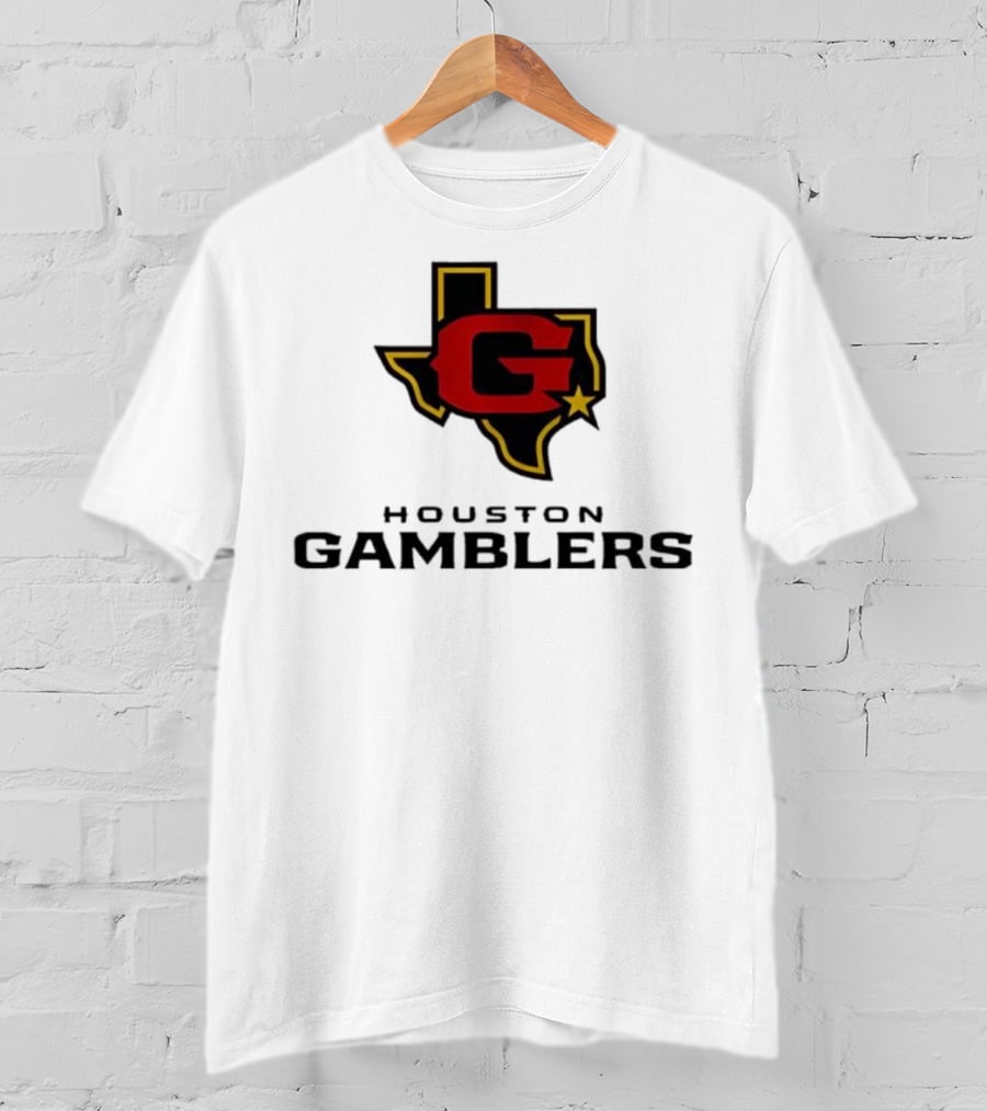 Houston Gamblers Texas Outline G Star Emblem T-Shirt