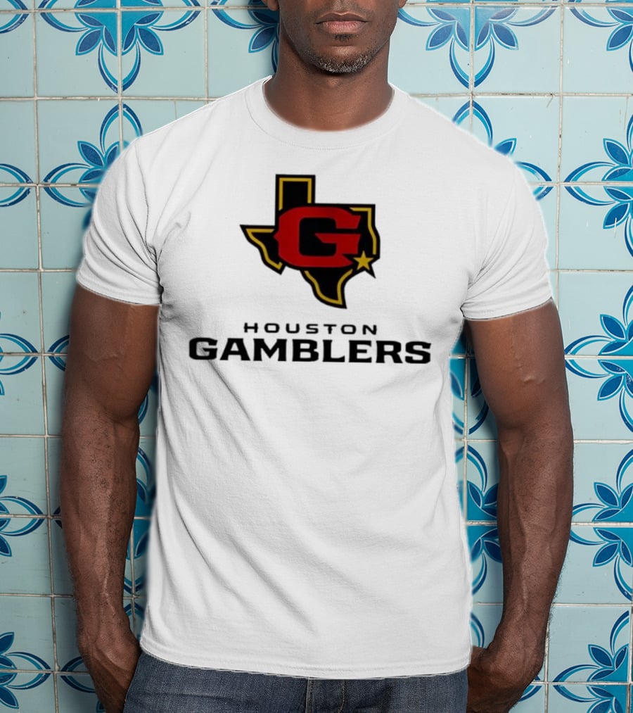 Houston Gamblers Texas Outline G Star Emblem T-Shirt