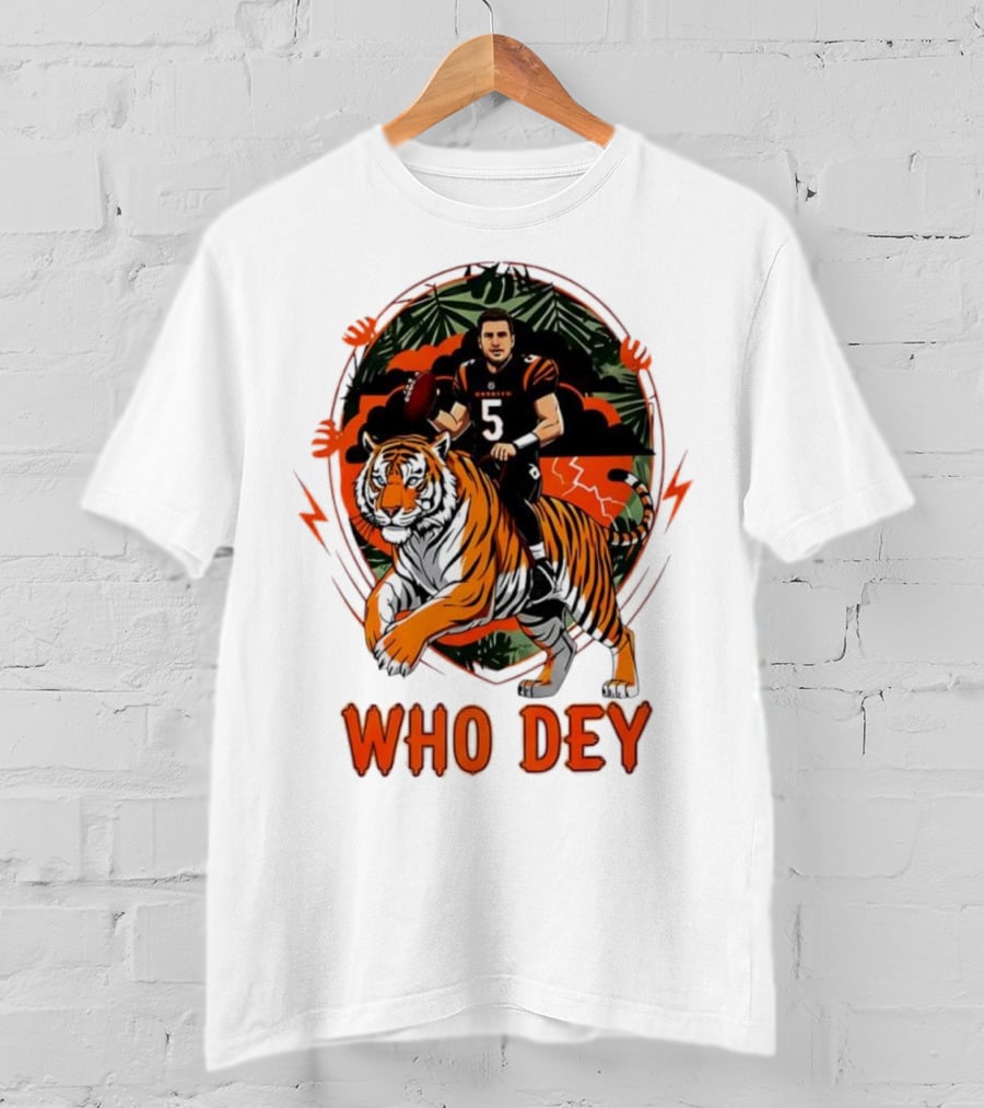 Joe Flacco Cincinnati Bengals Tiger Ride Who Dey Jungle Football T-Shirt
