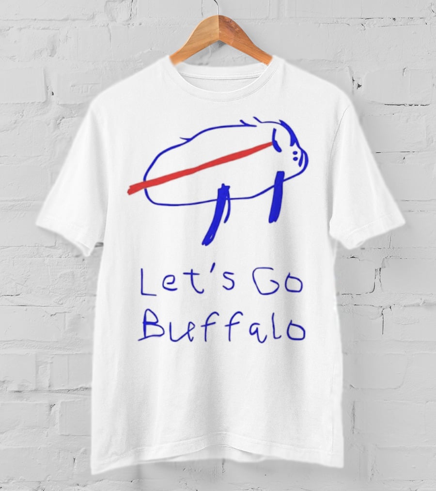 Let’s Go Buffalo Bills Hand-Drawn Blue And Red Graphic T-Shirt