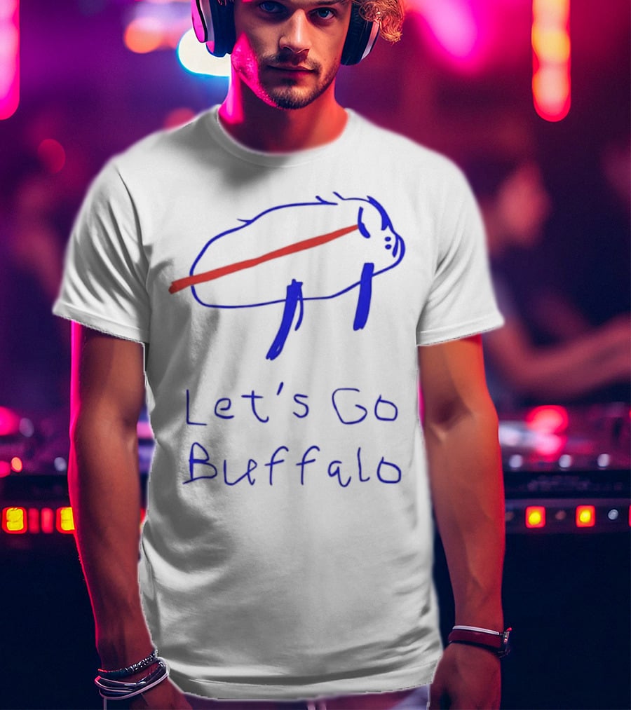Let’s Go Buffalo Bills Hand-Drawn Blue And Red Graphic T-Shirt