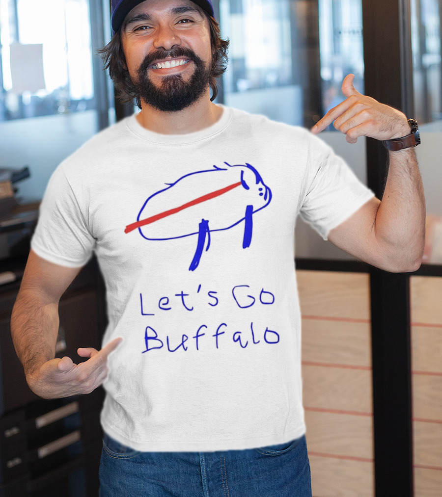 Let’s Go Buffalo Bills Hand-Drawn Blue And Red Graphic T-Shirt