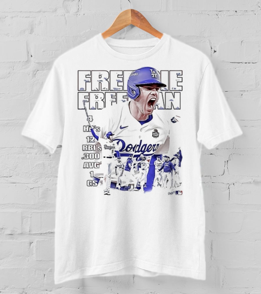 Los Angeles Dodgers Freddie Freeman HR 12 RBIs 300 AVG 1 GS T-Shirt