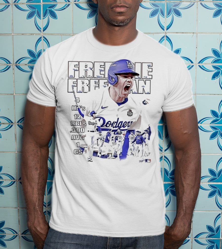 Los Angeles Dodgers Freddie Freeman HR 12 RBIs 300 AVG 1 GS T-Shirt