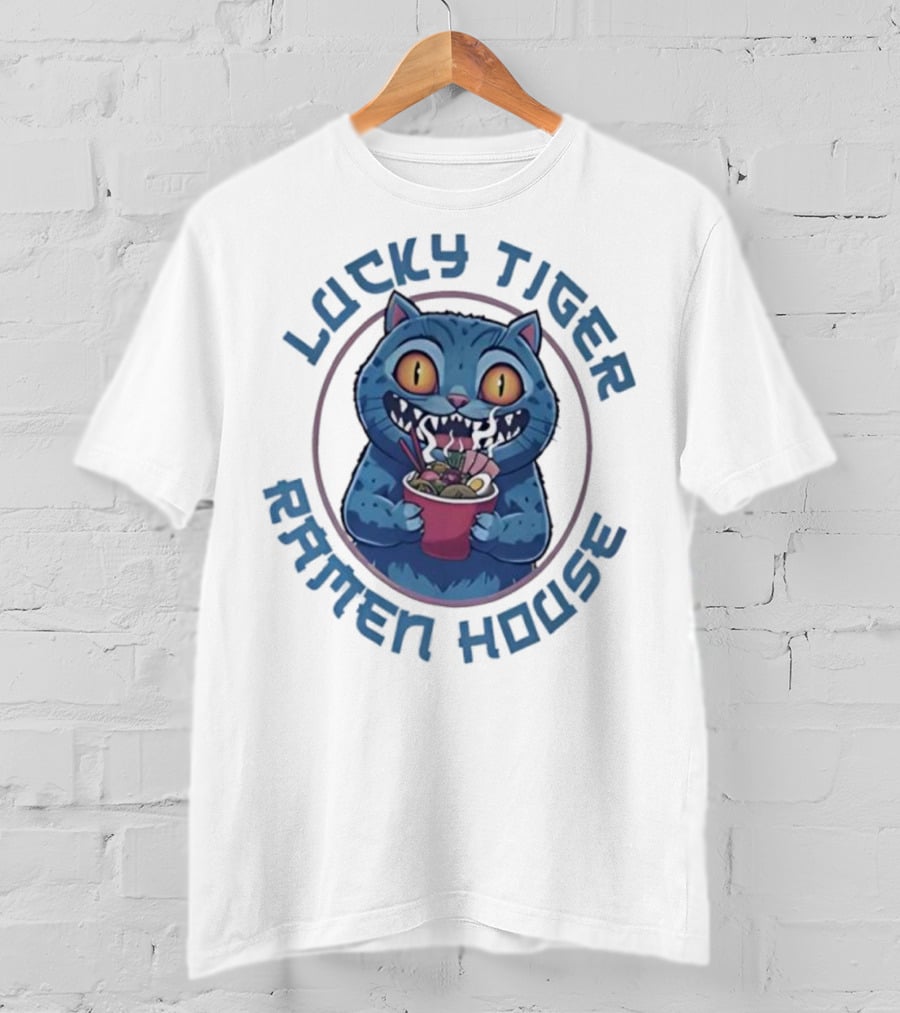 Lucky Tiger Ramen House Kpop Demon Hunters Derpy The Tiger Cartoon Cat Noodles T-Shirt