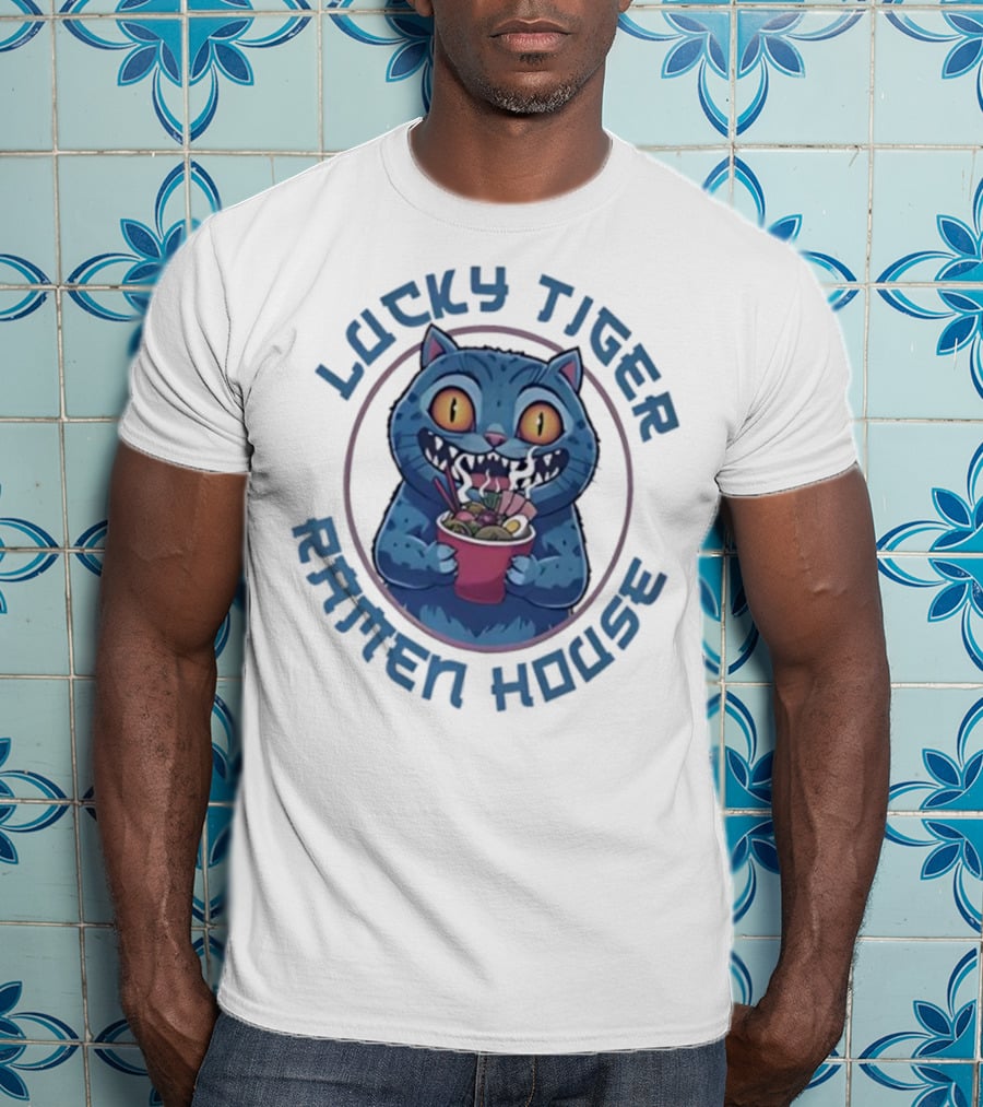 Lucky Tiger Ramen House Kpop Demon Hunters Derpy The Tiger Cartoon Cat Noodles T-Shirt