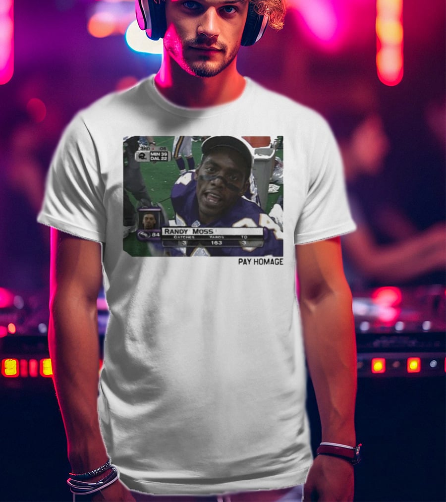 Randy Moss Minnesota Vikings 84 Pay Homage Catches Yards TO T-Shirt